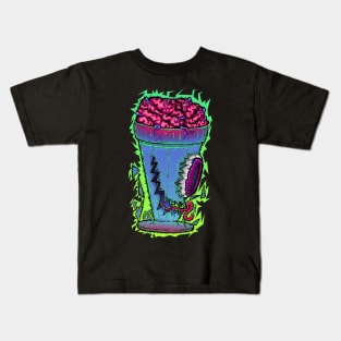 Crazy monster in a Milkshake cup Kids T-Shirt